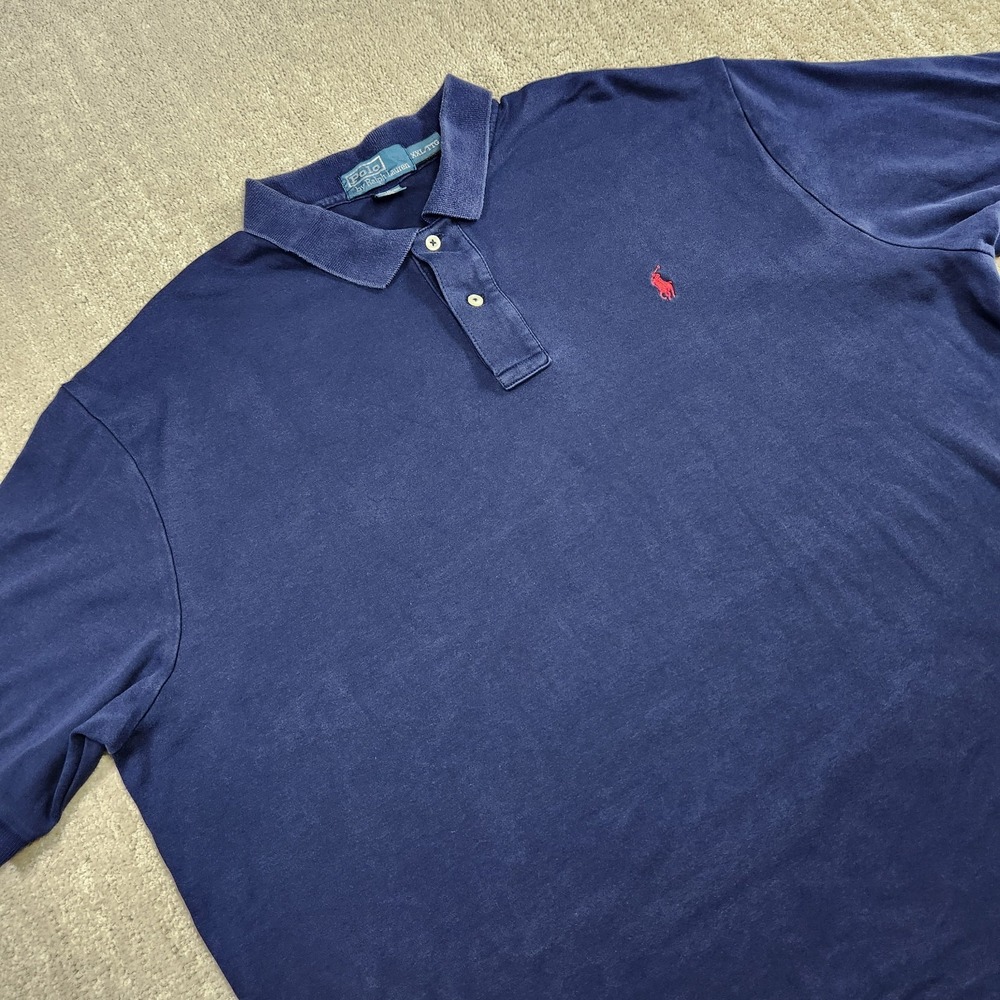 Polo Ralph Lauren Polo Shirt Men XXL Blue Interlock Y2K Red Pony